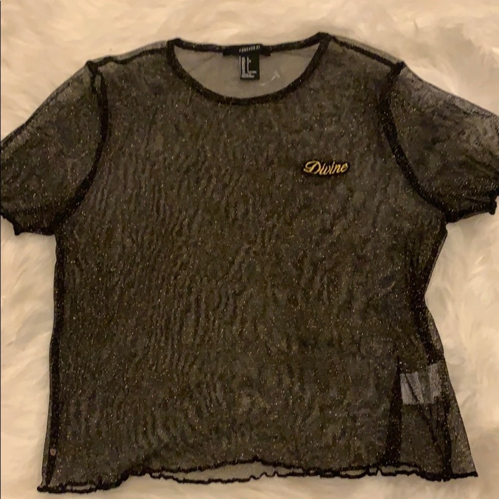 Glitter Mesh Crop Top